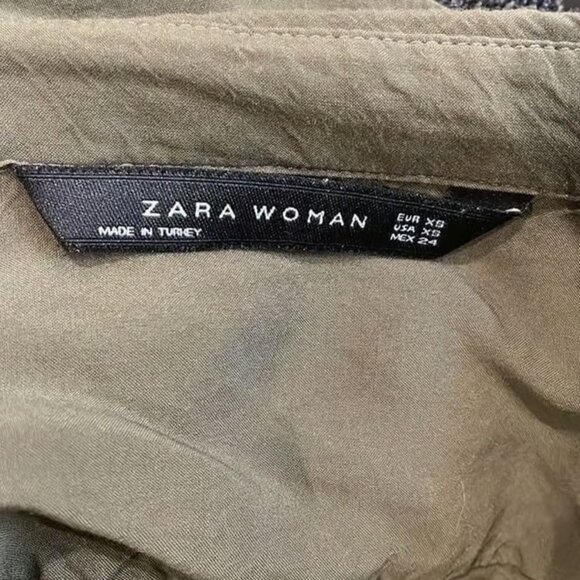 Zara Olive Green Long Sleeve Tunic Blouse - Picture 3 of 4